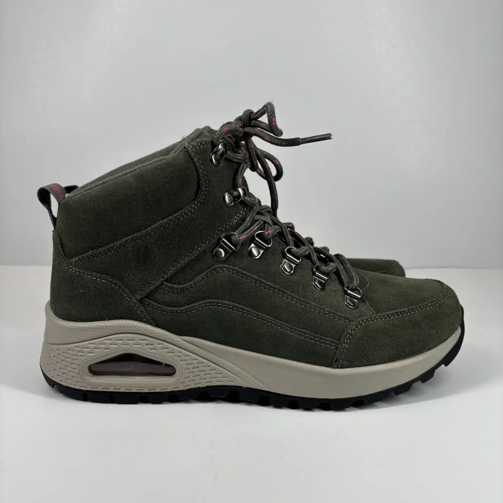 Skechers Uno Rugged Women's US 10 Olive Green Suede Hiking Fashion Sneaker Boots